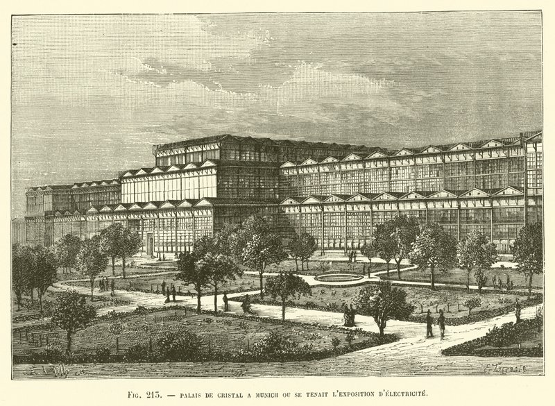 Crystal Palace i München hvor elektrisitetsutstillingen ble holdt av French School