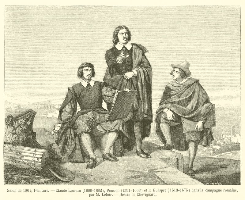 Salong fra 1861, maleri, Claude Lorrain, 1600-1682, Poussin, 1594-1663, og Guaspre, 1613-1675, på det romerske landskapet av French School