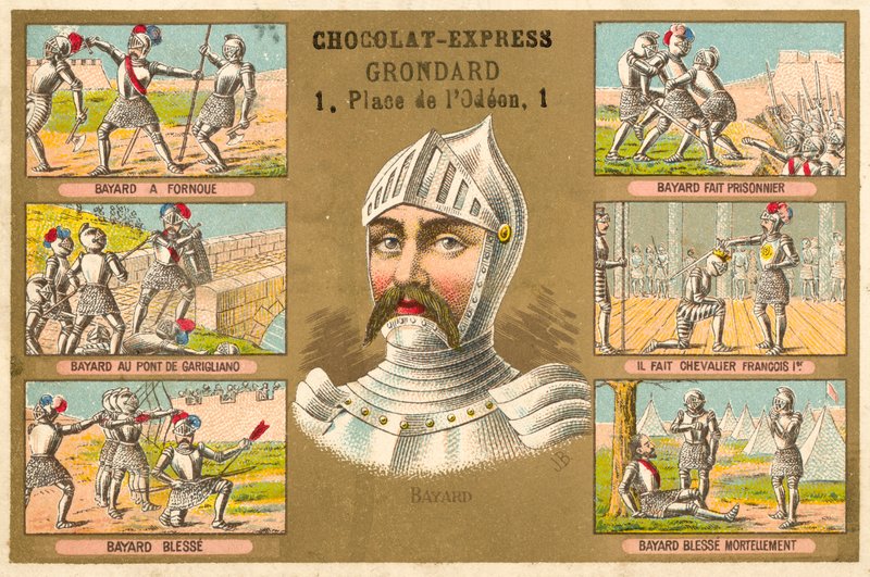 Chevalier de Bayard, og scener fra livet hans av French School