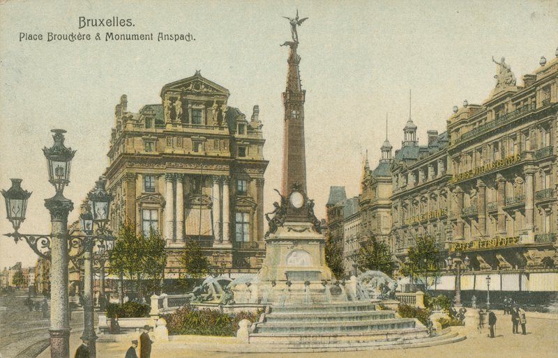 Anspach-monumentet, Brouckere Place (fargebilde) av French Photographer
