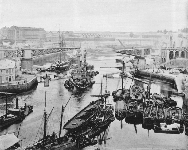 Brest - The Turning Bridge (s/hvitt bilde) av French Photographer