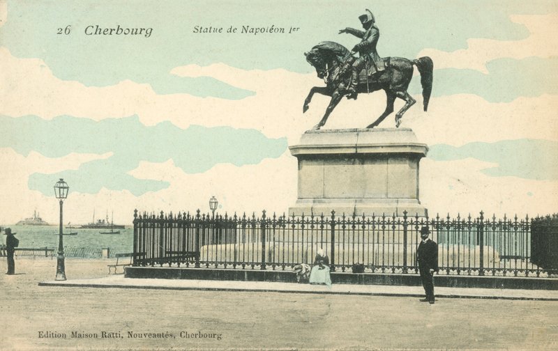 Cherbourg, Frankrike, Statue av Napoleon I av French Photographer
