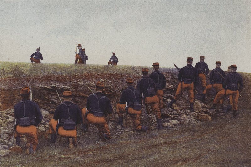 Fransk infanteri på manøvrer (fargebilde) av French Photographer