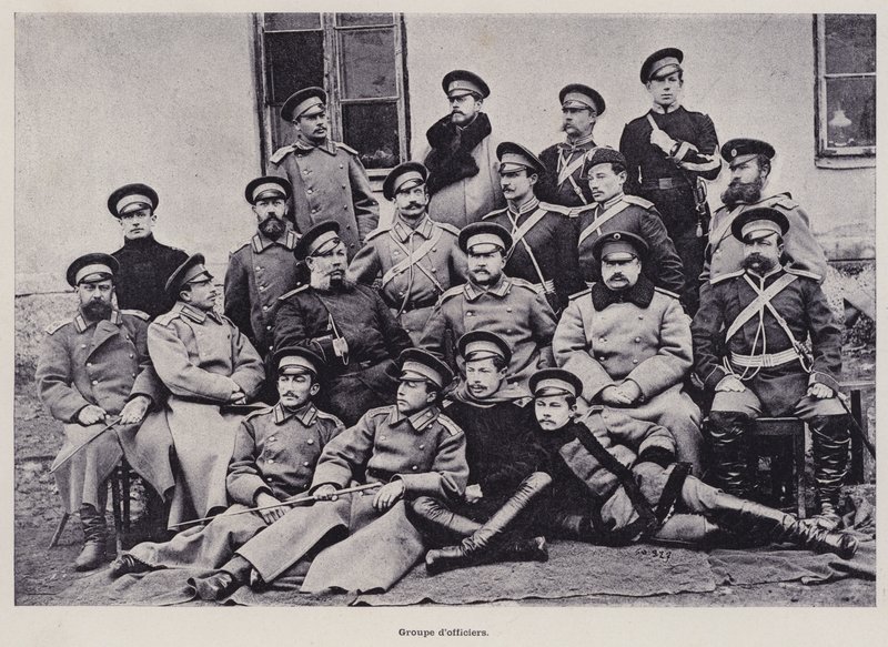 Den russiske hæren: Gruppe offiserer (s/hvitt-bilde) av French Photographer