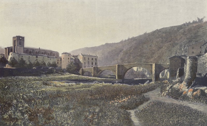 Lavoute-Chilhac, kirke og bro over Allier av French Photographer