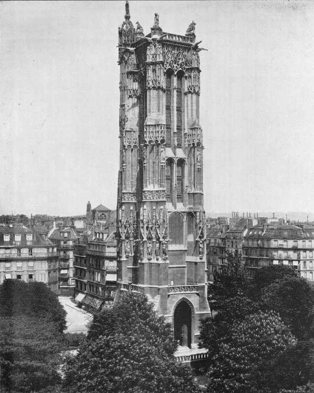 Paris - Saint-Jacques Tower (s/hvitt bilde) av French Photographer