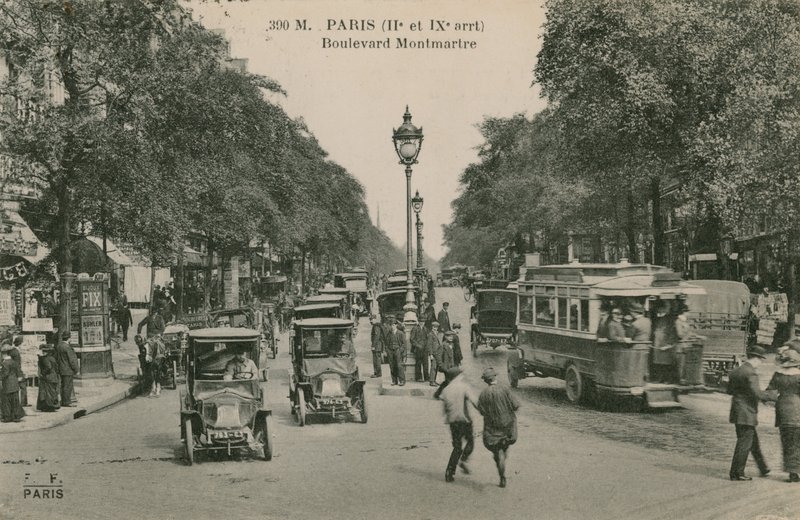 Paris, Boulevard Montmartre. Postkort sendt i 1913. av French Photographer