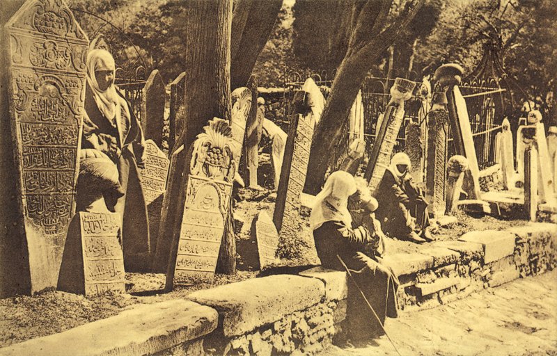 Tyrkisk kirkegård, Istanbul (s/hvitt bilde) av French Photographer