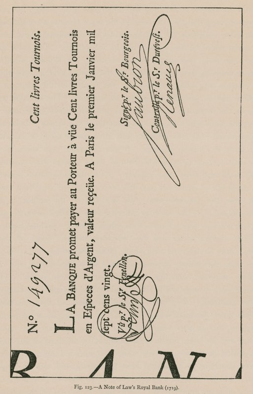 Et notat fra Laws Royal Bank (1719) av French School