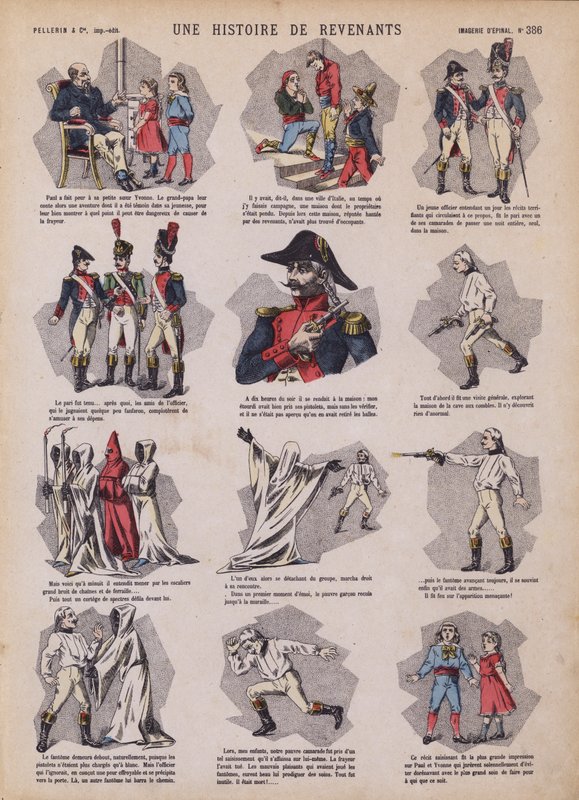 En historie om spøkelser (farge litho) av French School