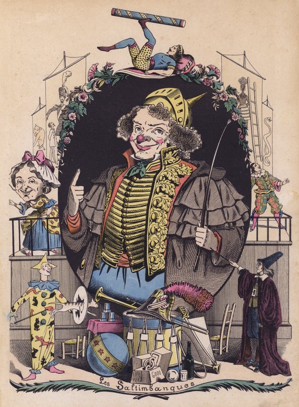 Akrobater (farge litho) av French School