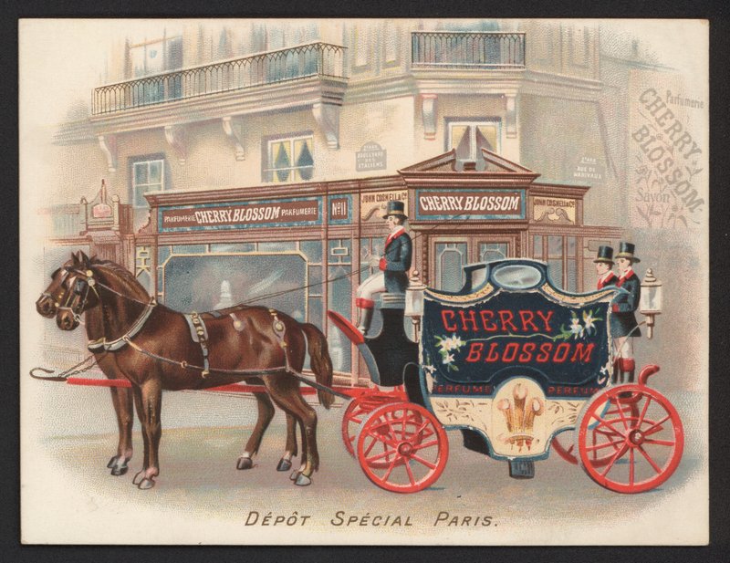 Annonse for Cherry Blossom parfyme (chromolitho) av French School