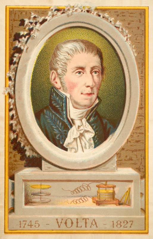 Alessandro Volta , italiensk fysiker (chromolitho) av French School
