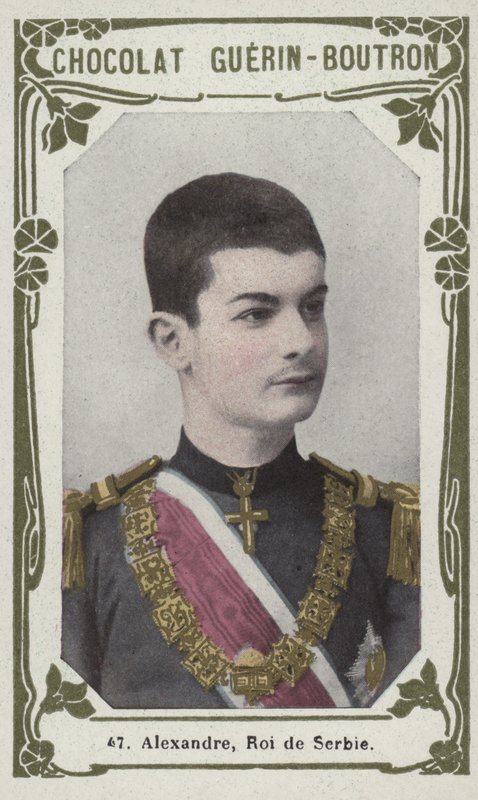 Alexander, konge av Serbia (farget bilde) av French School