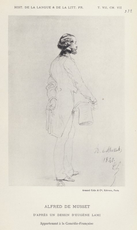Alfred De Musset (litho) av French School