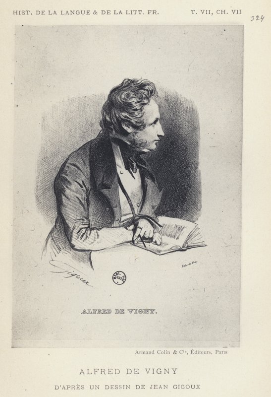 Alfred De Vigny (litho) av French School