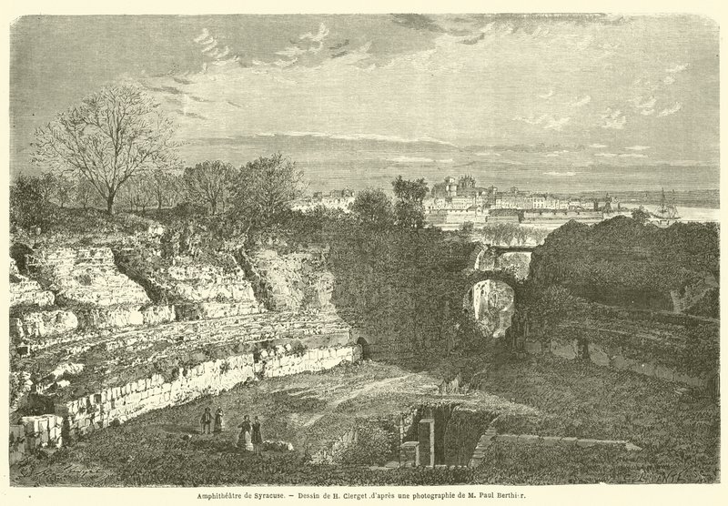 Amphitheatre de Syracuse (gravering) av French School