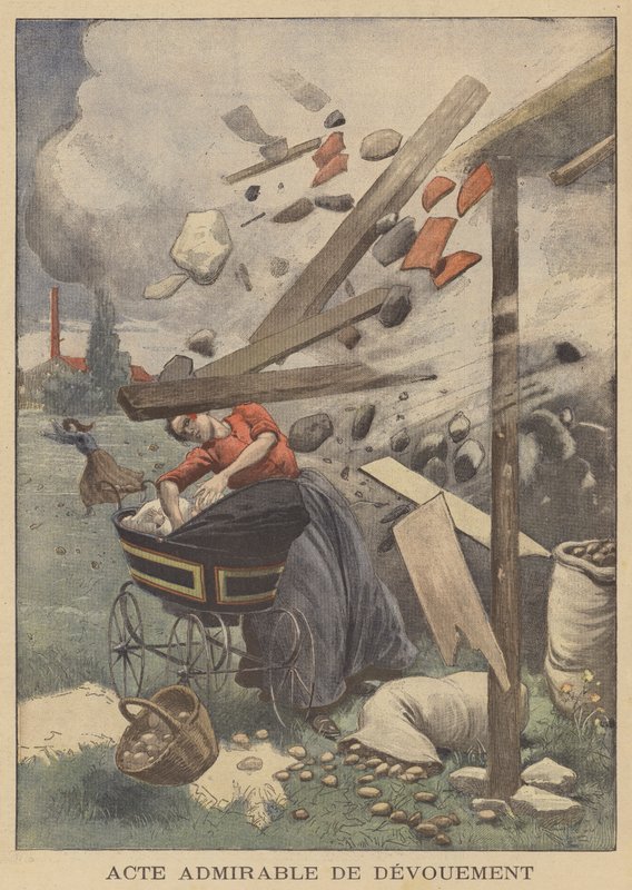 En beundringsverdig handling av hengivenhet (farge litho) av French School