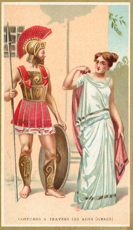 Gamle greske kostymer (chromolitho) av French School