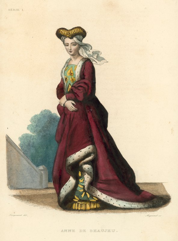 Anne de Beaujeu (farget gravering) av French School