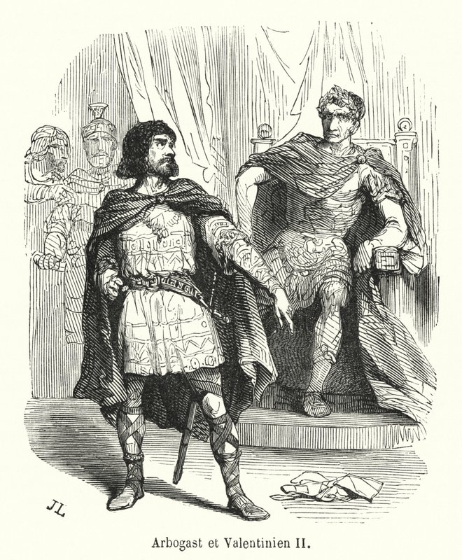 Arbogast et Valentinien II (gravering) av French School