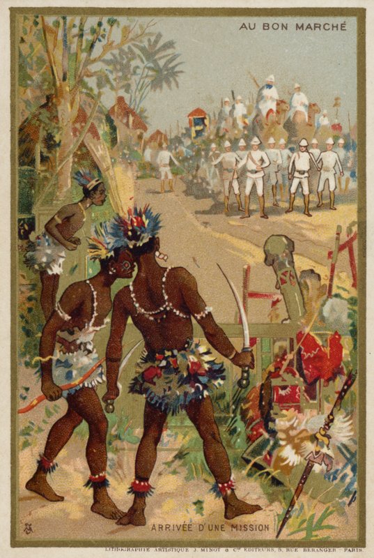 Ankomst av et oppdrag (chromolitho) av French School