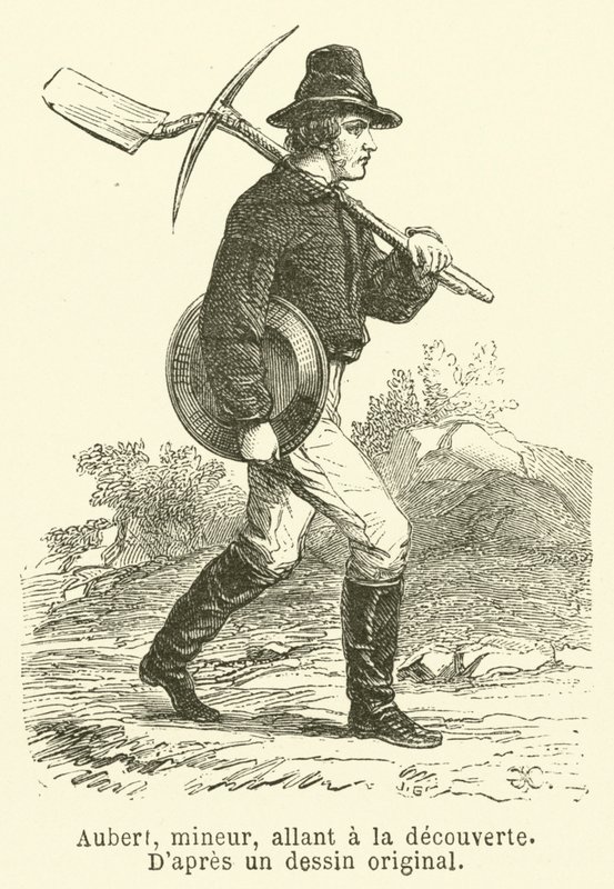 Aubert, gruvearbeider, utforsker (gravering) av French School