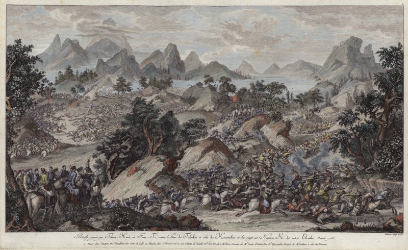 Battle of Qurman (fargegravering) av French School