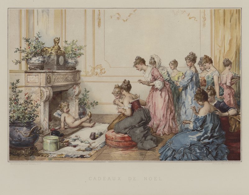 Julegaver (farge litho) av French School