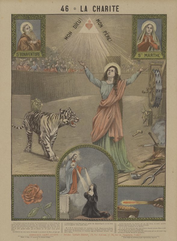 Charity (farge litho) av French School