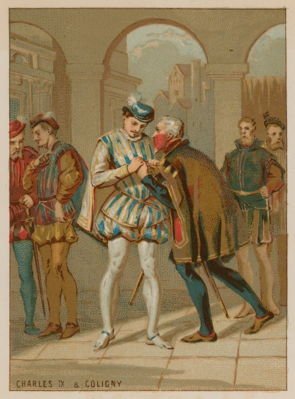 Charles IX tar råd fra Coligny av French School