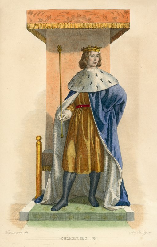Charles V (farget gravering) av French School