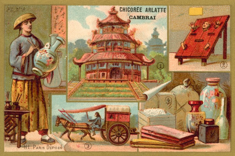 Kina (chromolitho) av French School