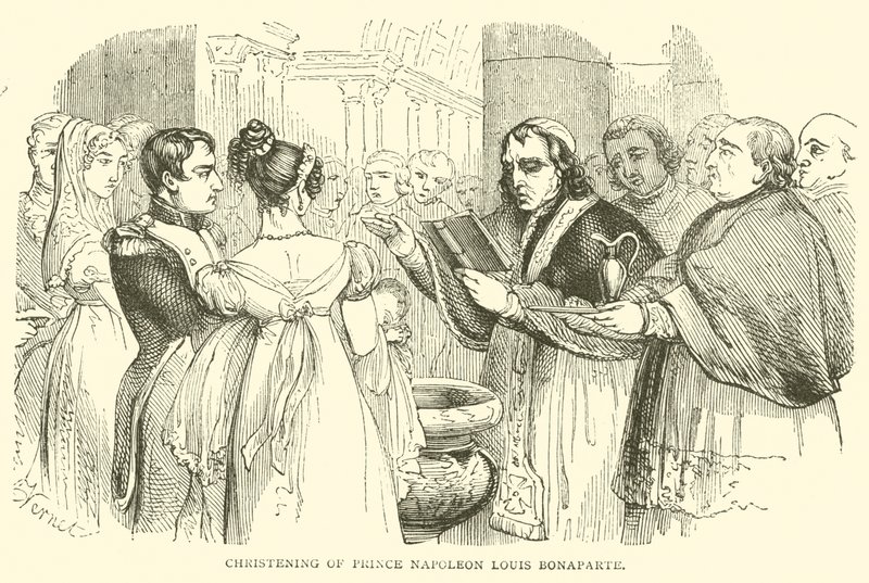 Dåp av prins Napoleon Louis Bonaparte (gravering) av French School