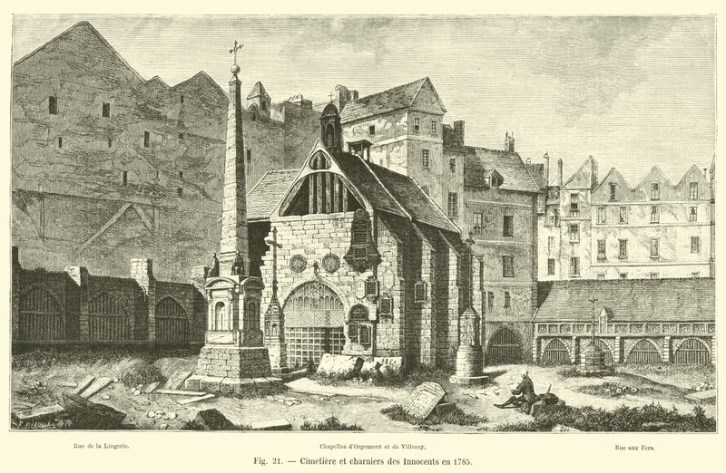 Kirkegård og massegraver til de uskyldige i 1785 av French School
