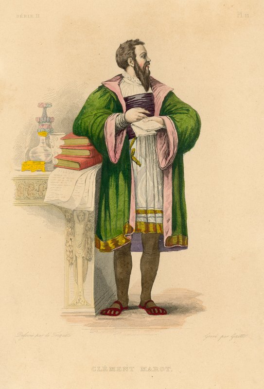 Clement Marot (farget gravering) av French School