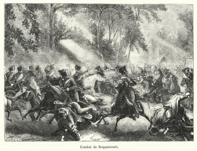 Combat de Roquencourt (gravering) av French School