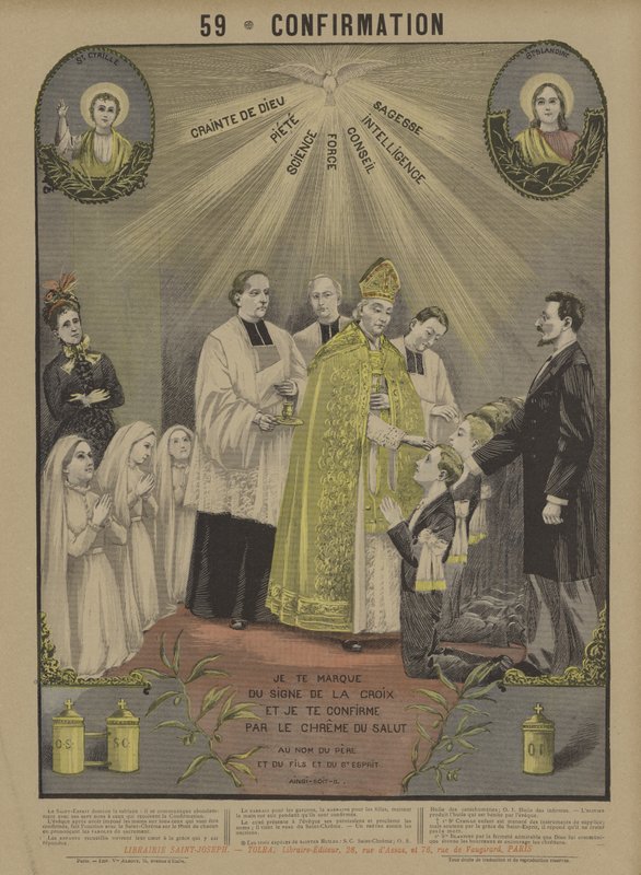 Bekreftelse (farge litho) av French School
