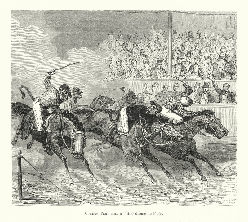 Dyreløp på hippodromen i Paris (gravering) av French School