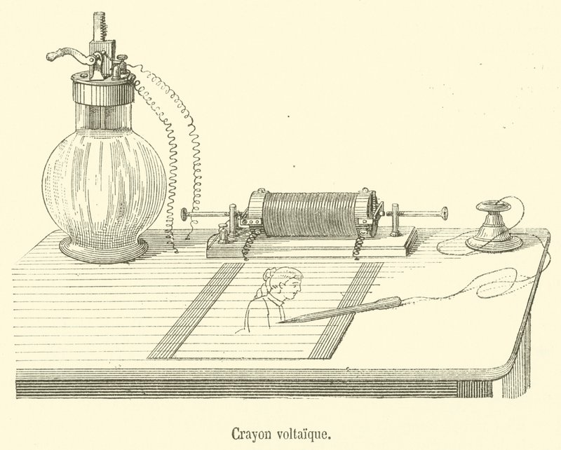 Crayon voltaique (gravering) av French School