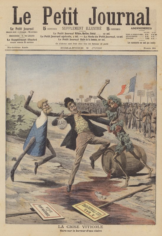 Krise i vinindustrien (farge litho) av French School