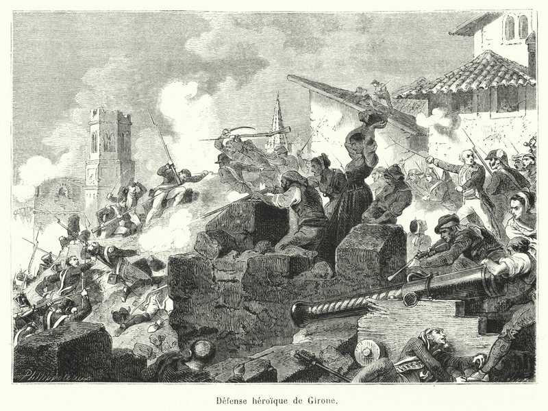 Defense heroic de Girone (gravering) av French School
