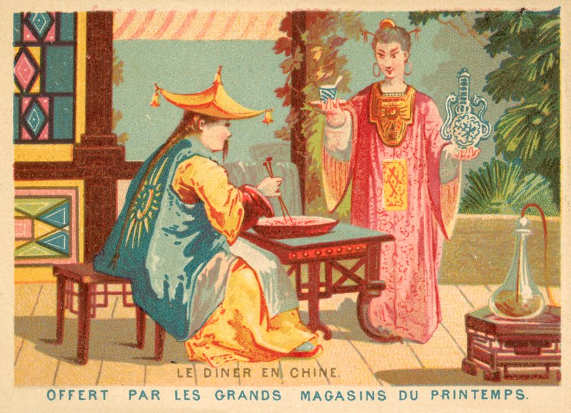 Middag i Kina (chromolitho) av French School