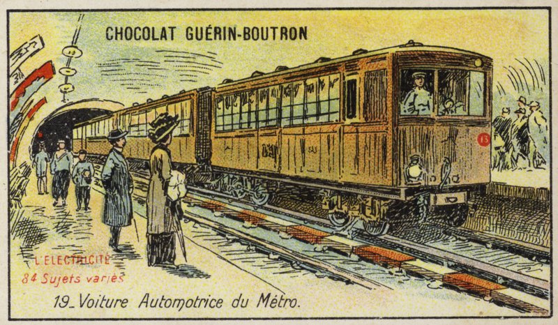 Elektrisk metrotog (chromolitho) av French School