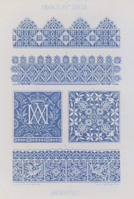 Broderi (chromolitho) av French School