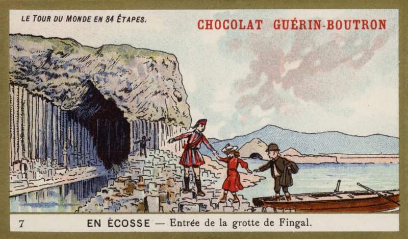 Inngang til Fingals hule; Skottland (chromolitho) av French School