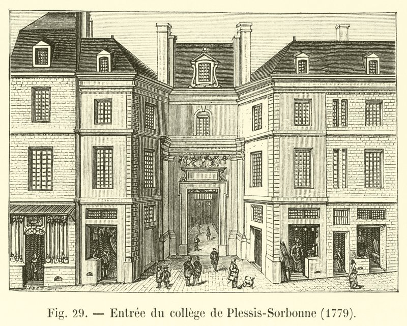 Inngang til college of Plessis-Sorbonne, 1779 av French School