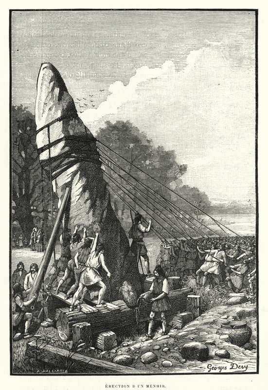 Erection Of A Menhir (gravering) av French School
