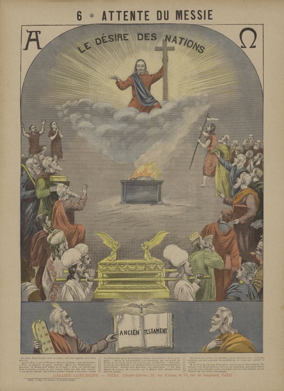 Forventning til Messias (farge litho) av French School