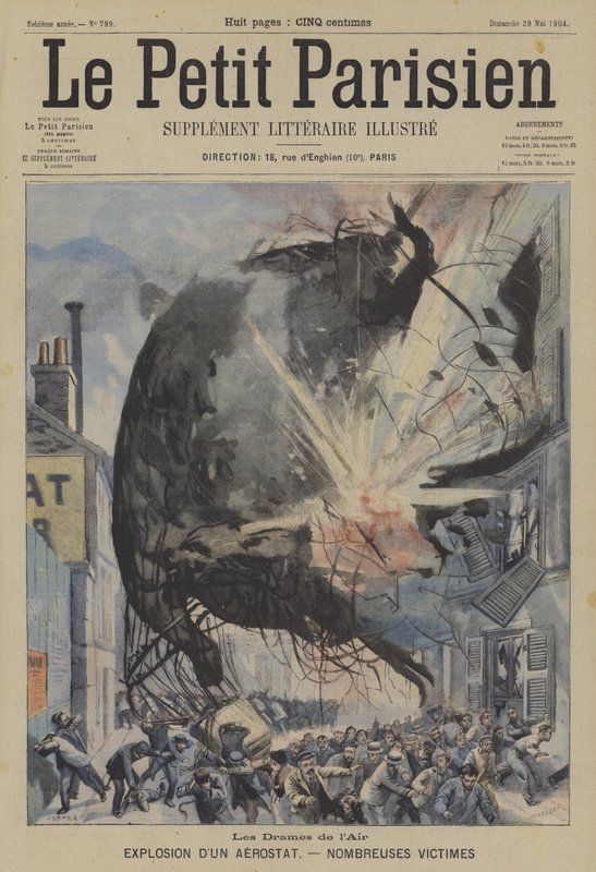 Eksplosjon av en ballong (farge litho) av French School